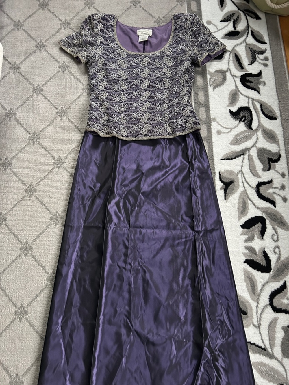 Adrianna Papell Purple Beaded Top with Long Skirt